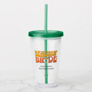 Strand Bachelorette Party Retro Strand Bruid Acryl Drinkbeker