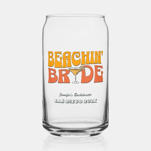 Strand Bachelorette Party Retro Strand Bruid Blikvorm Glas (Voorkant)