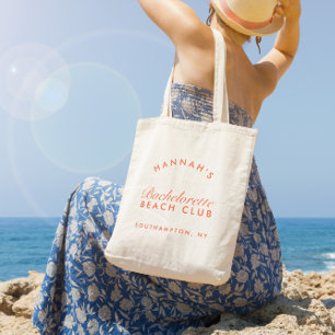 Strand Bachelorette Retro Modern gepersonaliseerd Tote Bag