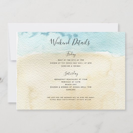 Strand Bachelorette Routebeschrijving Kaart (Achterkant)