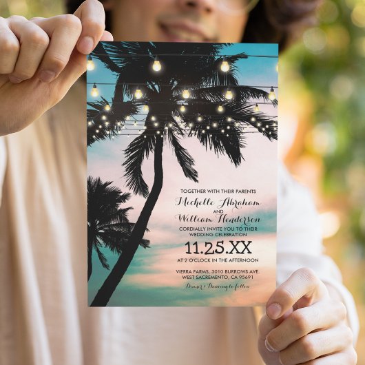 strand Beach Beach Tree Twinkle Lights Weddenscha Kaart