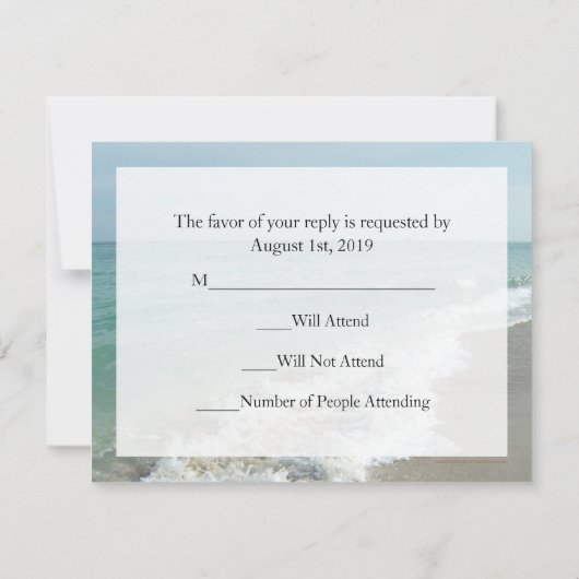 Strand Bestemming Bruiloft Matching RSVP White Wav (Achterkant)