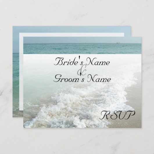 Strand Bestemming Bruiloft Matching RSVP White Wav (Voorkant / Achterkant)
