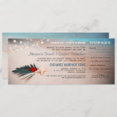 Strand Bestemming Huwelijk Boarding Pass Ticket Kaart (Voorkant / Achterkant)