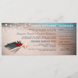 Strand Bestemming Huwelijk Boarding Pass Ticket Kaart