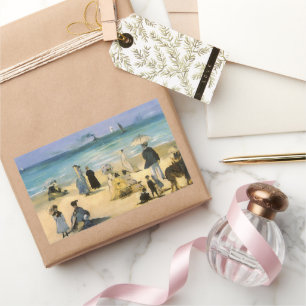 Strand bij Boulogne van Edouard Manet, Vintage Kun Rechthoekige Sticker