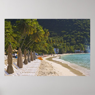 Strand bij Cane Garden Bay, eiland Tortola Poster
