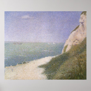 Strand bij Honfleur door Georges Seurat, Vintage K Poster