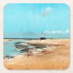 Strand bij Laag Tij (Monding van de Rivier), Edgar Vierkante Kartonnen Onderzetter
