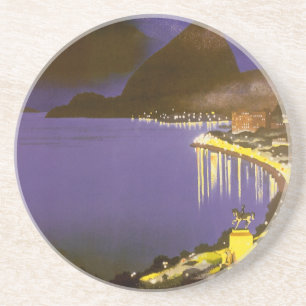 strand bij nacht in Rio de Janeiro, Brazilië Zandsteen Onderzetter