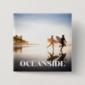 Strand bij Oceanside Vierkante Button 5,1 Cm (Voorkant)