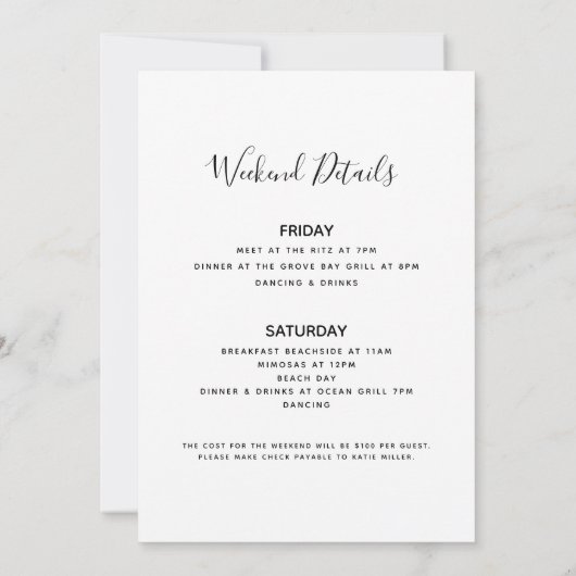 Strand Bikini Bachelorette Routebeschrijving Kaart (Achterkant)