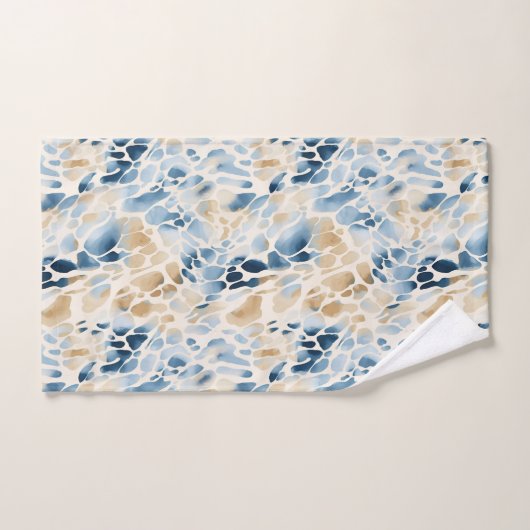 Strand Blauw en Tan Wave Patroon Bad Handdoek (Handdoek)
