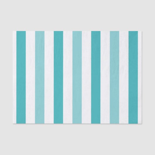 Strand Blauw Turquoise Strepen Tissuepapier (Voorkant)