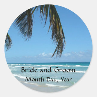 Strand - Blauw Water en Wit Zand Ronde Sticker