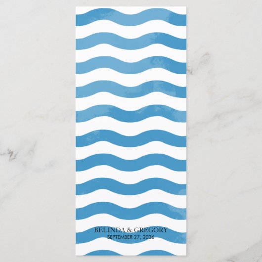 Strand Blauw Waterverf Bruiloft Menu (Achterkant)