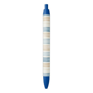 Strand Blauwe Crème Strepen Zwarte Inkt Pen