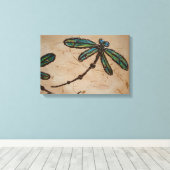 Strand Blauwe en Groene Libel Flit Canvas Afdruk (Insitu (Houten vloer))