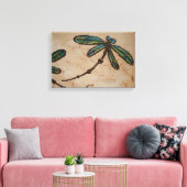 Strand Blauwe en Groene Libel Flit Canvas Afdruk (Insitu (Woonkamer))