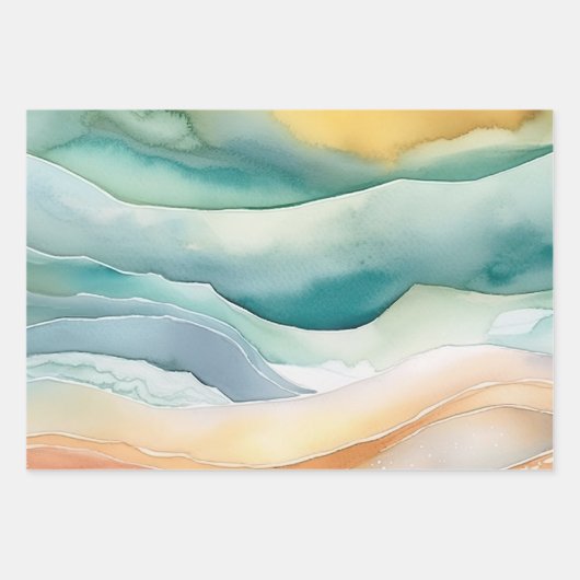 Strand Blauwe Oceaan Zand Bruiloft Inpakpapier Vel (Voorkant 3)