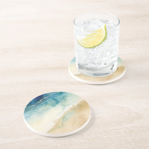 Strand Blauwe Oceaan Zand Bruiloft Zandsteen Onderzetter