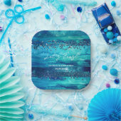 Strand blauwe waterverf golven nautische marine ch papieren bordje (Feest)