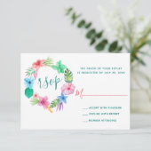 Strand Bloemen waterverf Hawaiian RSVP bruiloft (Staand voorkant)