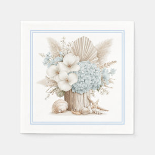 Strand Boho Blauwe Hortensia Papieren Servetten