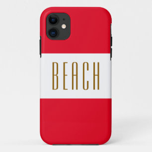 STRAND Bold Sportief Fun Helder Rood Witte Strepen iPhone 11 Hoesje