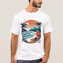 Strand Branding Retro Zonsondergang & Palmboom