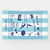 Strand Bruidsfeest Laatste Zeil Gekleurde Strepen Spandoek (Horizontaal)