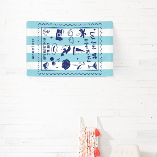 Strand Bruidsfeest Laatste Zeil Gekleurde Strepen Spandoek (Insitu)