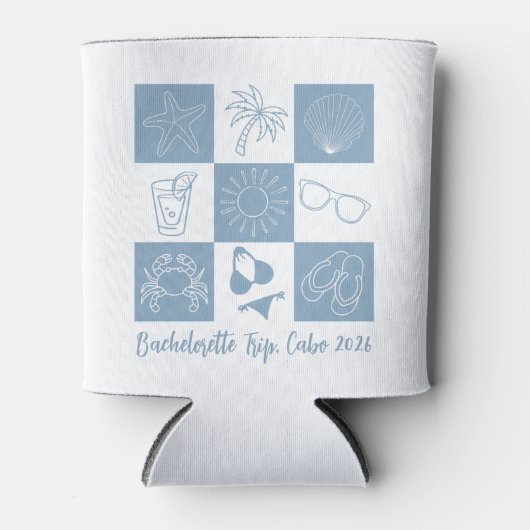 Strand Bruidsmeisje Blauw Blikjeskoeler (Voorkant)