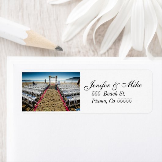 strand bruiloft adres labels (Insitu)