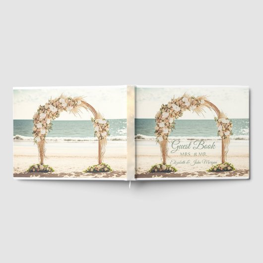 Strand Bruiloft Arbor Rozen Gastenboek (Volledig)