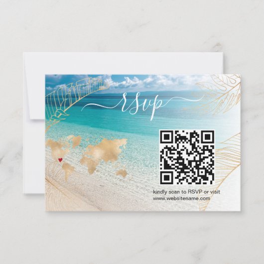 Strand Bruiloft Bestemming Paspoort Kaart QR Code (Voorkant)