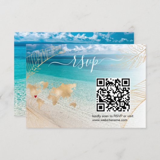 Strand Bruiloft Bestemming Paspoort Kaart QR Code (Voorkant / Achterkant)