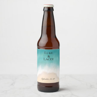 Strand bruiloft bier fles label etiket
