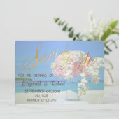 Strand Bruiloft Bloemen Save The Date (Staand voorkant)