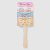 Strand Bruiloft Blush Roze Harten in Zand Handwaaier (Achterkant)