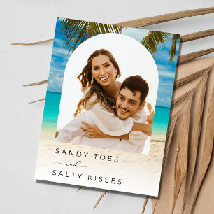 Strand Bruiloft Boog Foto Budget Save the Date Aankondigingskaart