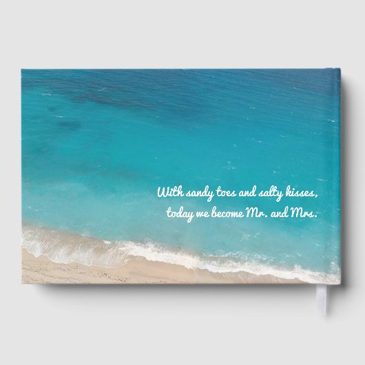 Strand Bruiloft Chique Modern Minimaal Turquoise Gastenboek (Achterkant)