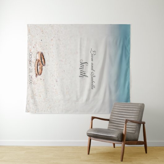 Strand Bruiloft Feest Achtergrond Wandkleed (In Situ (horizontaal))