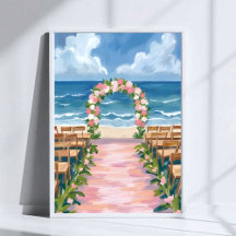 Strand bruiloft gangpad Floral Waterverf