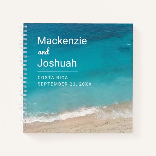 Strand Bruiloft Gepersonaliseerde Sandy Waves Gast Notitieboek (Voorkant)