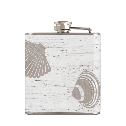 Strand Bruiloft Houtnerf Heupfles (Achterkant)