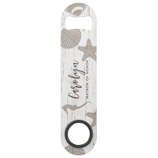 Strand Bruiloft Houtnerf Speed Flessenopener (Voorkant)