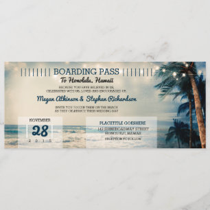 strand bruiloft in boarding Pass Ticket Wedding Kaart