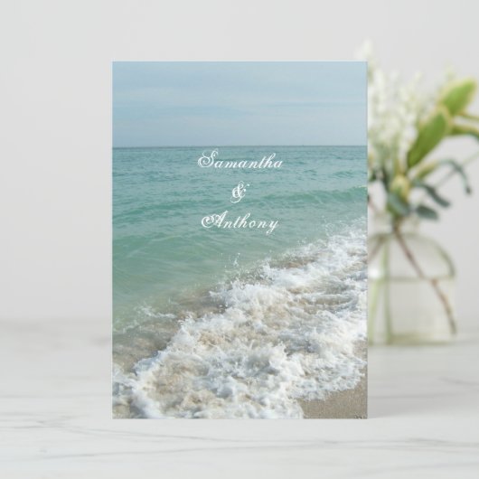 Strand Bruiloft of Bestemming Bruiloft Blauwe Ocea Kaart (Staand voorkant)