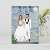 Strand Bruiloft Ontsnapping Save The Date (Staand voorkant)